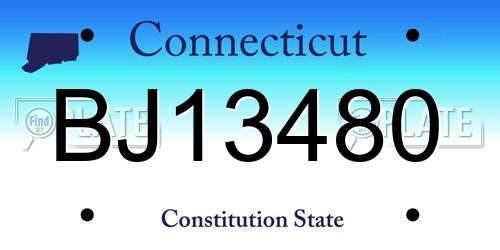 BJ13480 Connecticut License Plate
