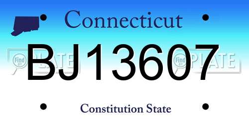 BJ13607 Connecticut License Plate