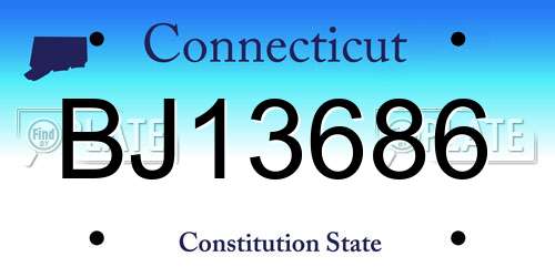 BJ13686 Connecticut License Plate