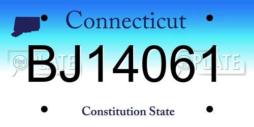 BJ14061 Connecticut License Plate