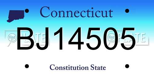 BJ14505 Connecticut License Plate