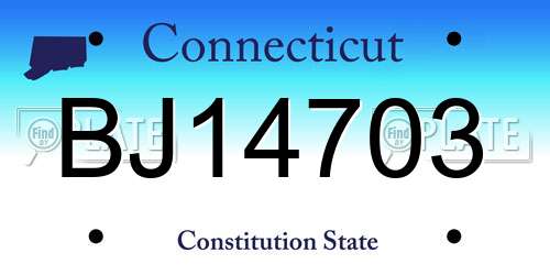 BJ14703 Connecticut License Plate