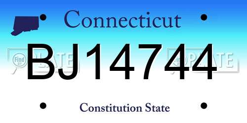 BJ14744 Connecticut License Plate