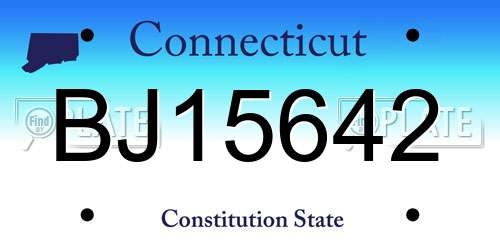 BJ15642 Connecticut License Plate