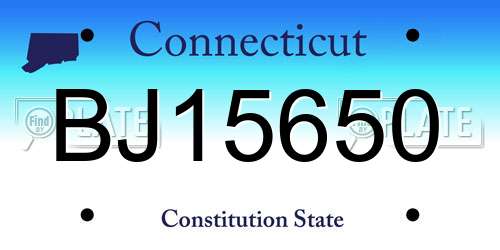 BJ15650 Connecticut License Plate