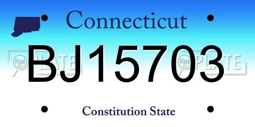 BJ15703 Connecticut License Plate