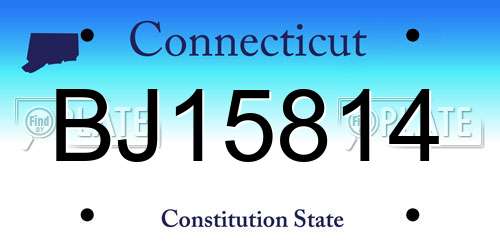 BJ15814 Connecticut License Plate