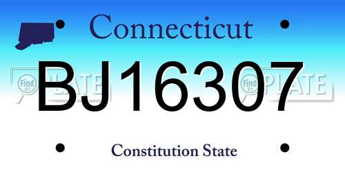 BJ16307 Connecticut License Plate
