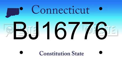 BJ16776 Connecticut License Plate
