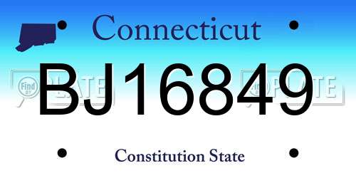 BJ16849 Connecticut License Plate