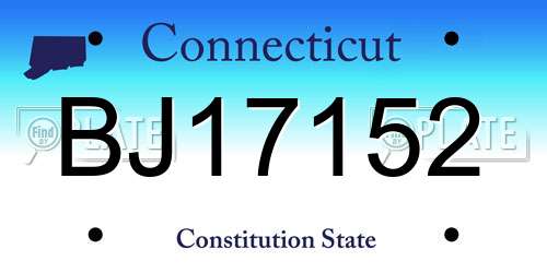 BJ17152 Connecticut License Plate