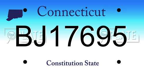 BJ17695 Connecticut License Plate