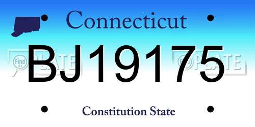 BJ19175 Connecticut License Plate