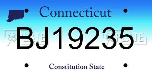 BJ19235 Connecticut License Plate