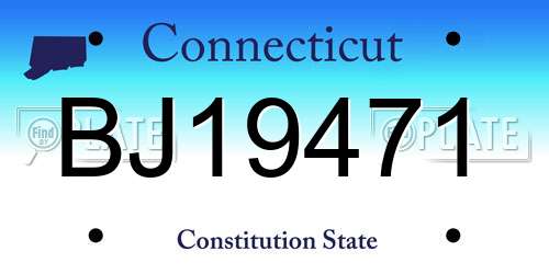 BJ19471 Connecticut License Plate