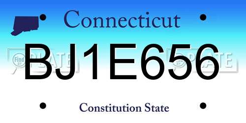 BJ1E656 Connecticut License Plate