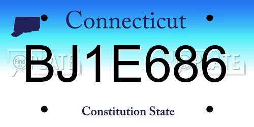BJ1E686 Connecticut License Plate