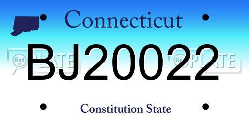BJ20022 Connecticut License Plate
