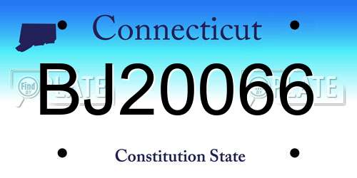 BJ20066 Connecticut License Plate
