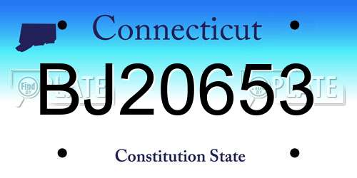 BJ20653 Connecticut License Plate
