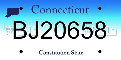 BJ20658 Connecticut License Plate