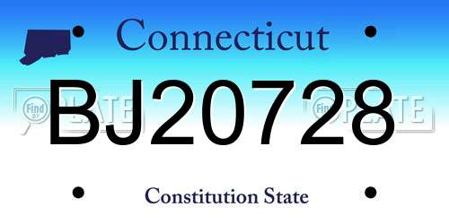 BJ20728 Connecticut License Plate