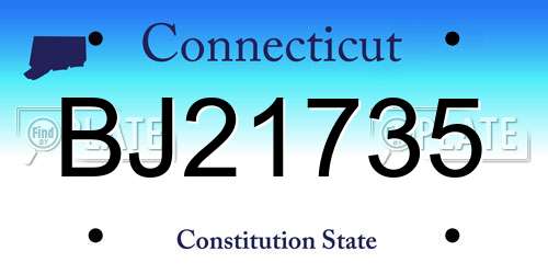 BJ21735 Connecticut License Plate