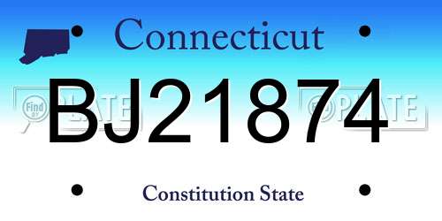 BJ21874 Connecticut License Plate