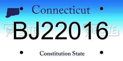 BJ22016 Connecticut License Plate