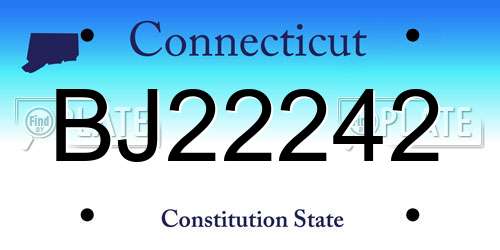 BJ22242 Connecticut License Plate