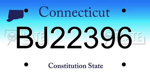 BJ22396 Connecticut License Plate
