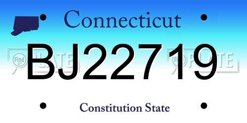 BJ22719 Connecticut License Plate