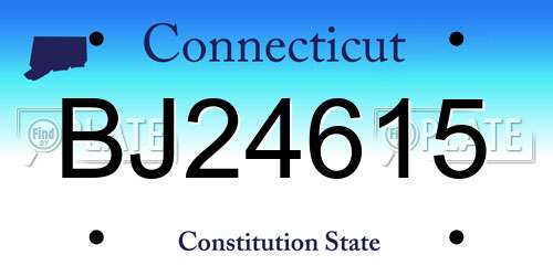 BJ24615 Connecticut License Plate