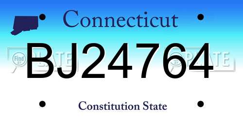 BJ24764 Connecticut License Plate