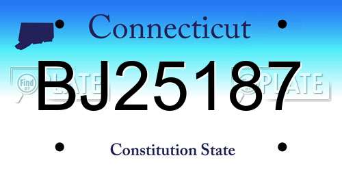 BJ25187 Connecticut License Plate