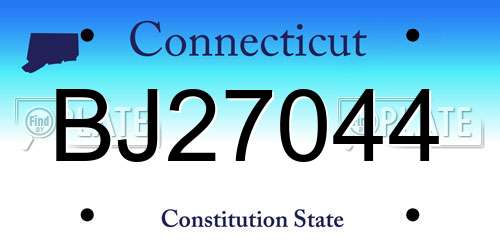 BJ27044 Connecticut License Plate