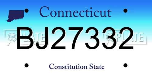 BJ27332 Connecticut License Plate