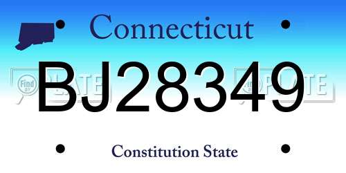 BJ28349 Connecticut License Plate