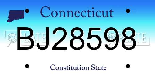 BJ28598 Connecticut License Plate