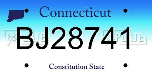 BJ28741 Connecticut License Plate