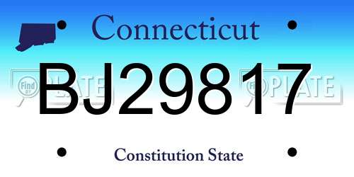 BJ29817 Connecticut License Plate