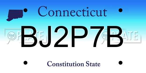 BJ2P7B Connecticut License Plate