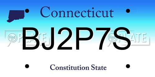 BJ2P7S Connecticut License Plate