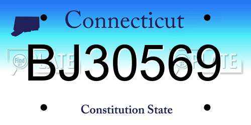 BJ30569 Connecticut License Plate