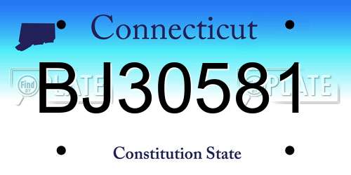 BJ30581 Connecticut License Plate