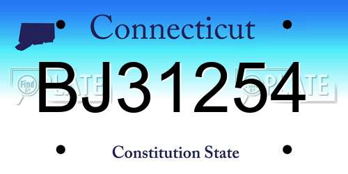 BJ31254 Connecticut License Plate