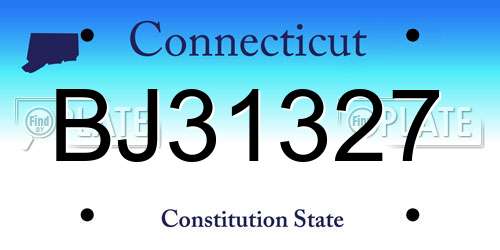 BJ31327 Connecticut License Plate
