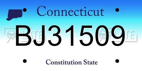 BJ31509 Connecticut License Plate
