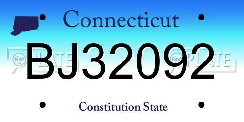 BJ32092 Connecticut License Plate