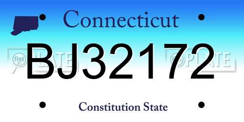 BJ32172 Connecticut License Plate